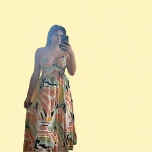 Simplee Apparel Multicolor Abstract Maxi Dress